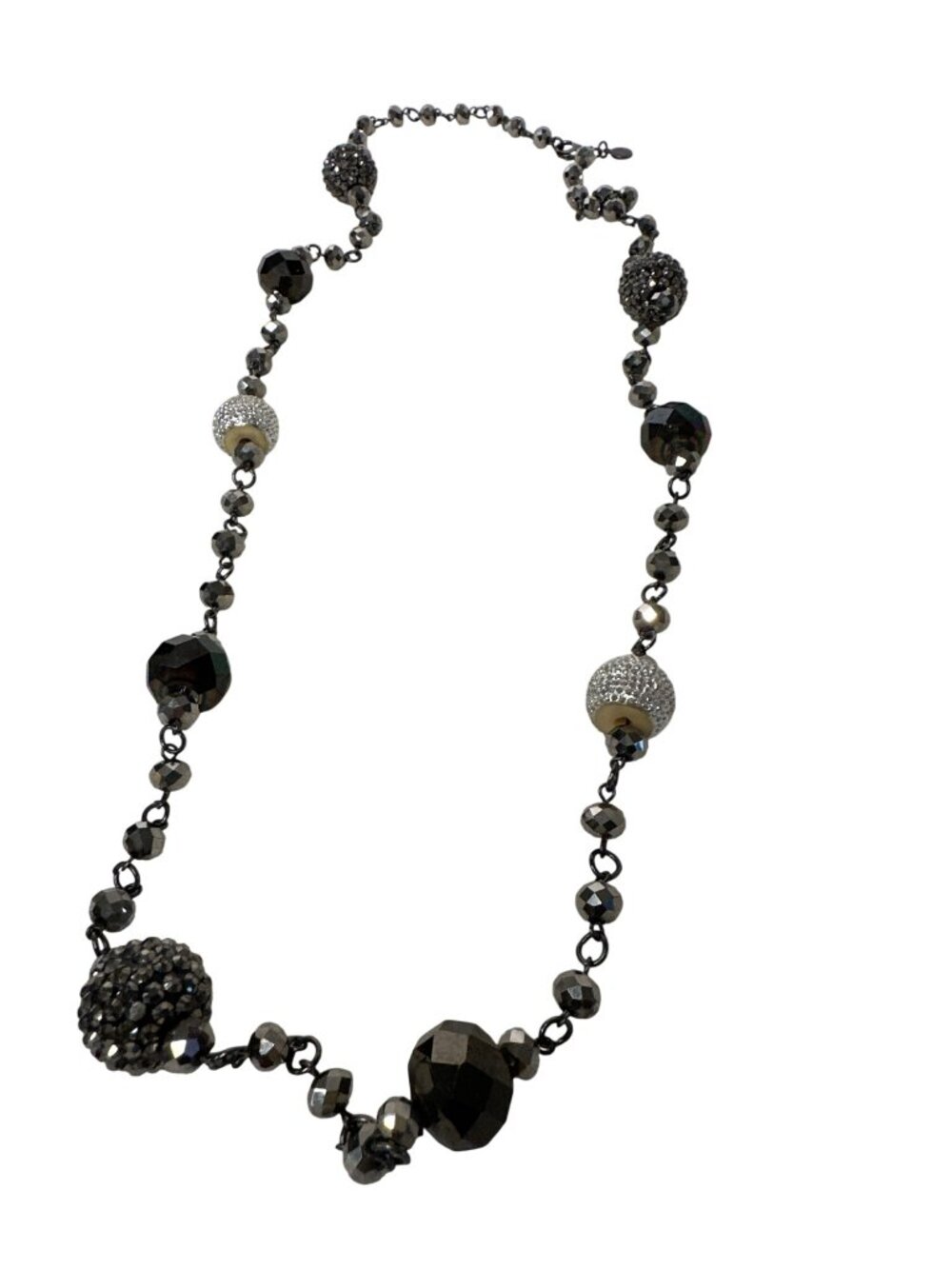 Alfani Station Necklace Round Bead Rhinestone Long Elegant Career Signed Costume
